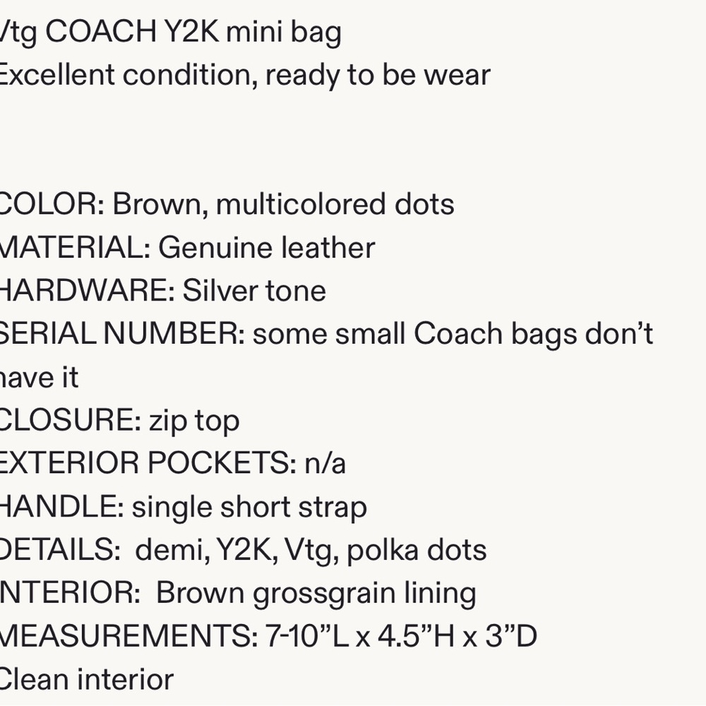 Vintage Coach Polka Dot Tan and Brown Demi mini Bag - Picture 9 of 9